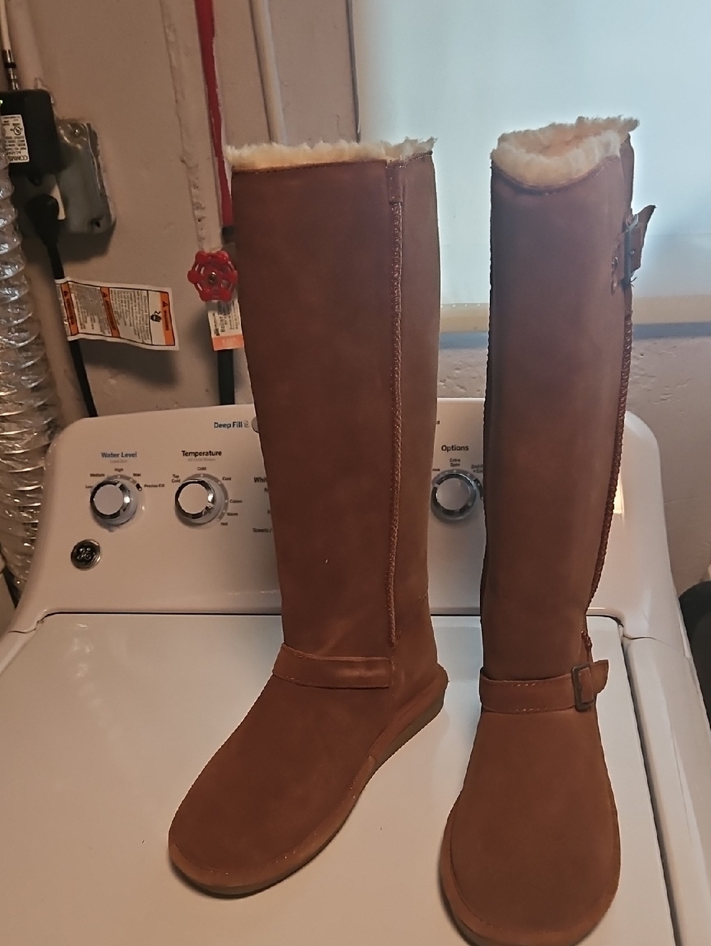BearPaw Tall Faux-Suede Shearling-Lined Boots - Chestnut Brown